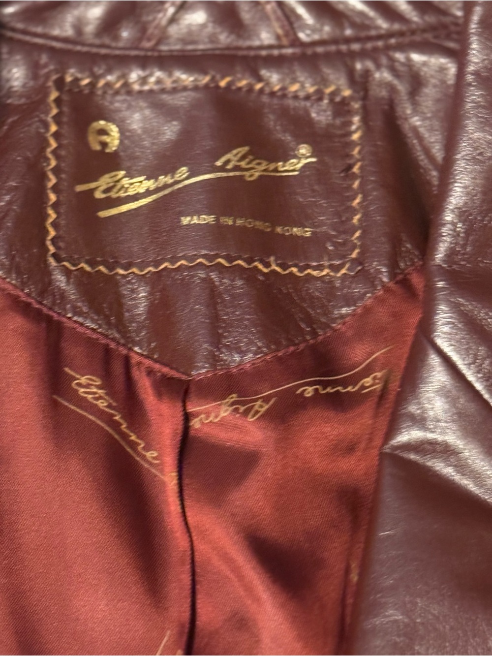Etienne Aigner Burgundy Leather Blazer 6 - Picture 8 of 15